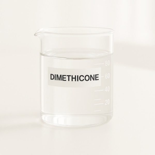 Dimethicone in a glass beaker on a table ready to be used in a formulation.